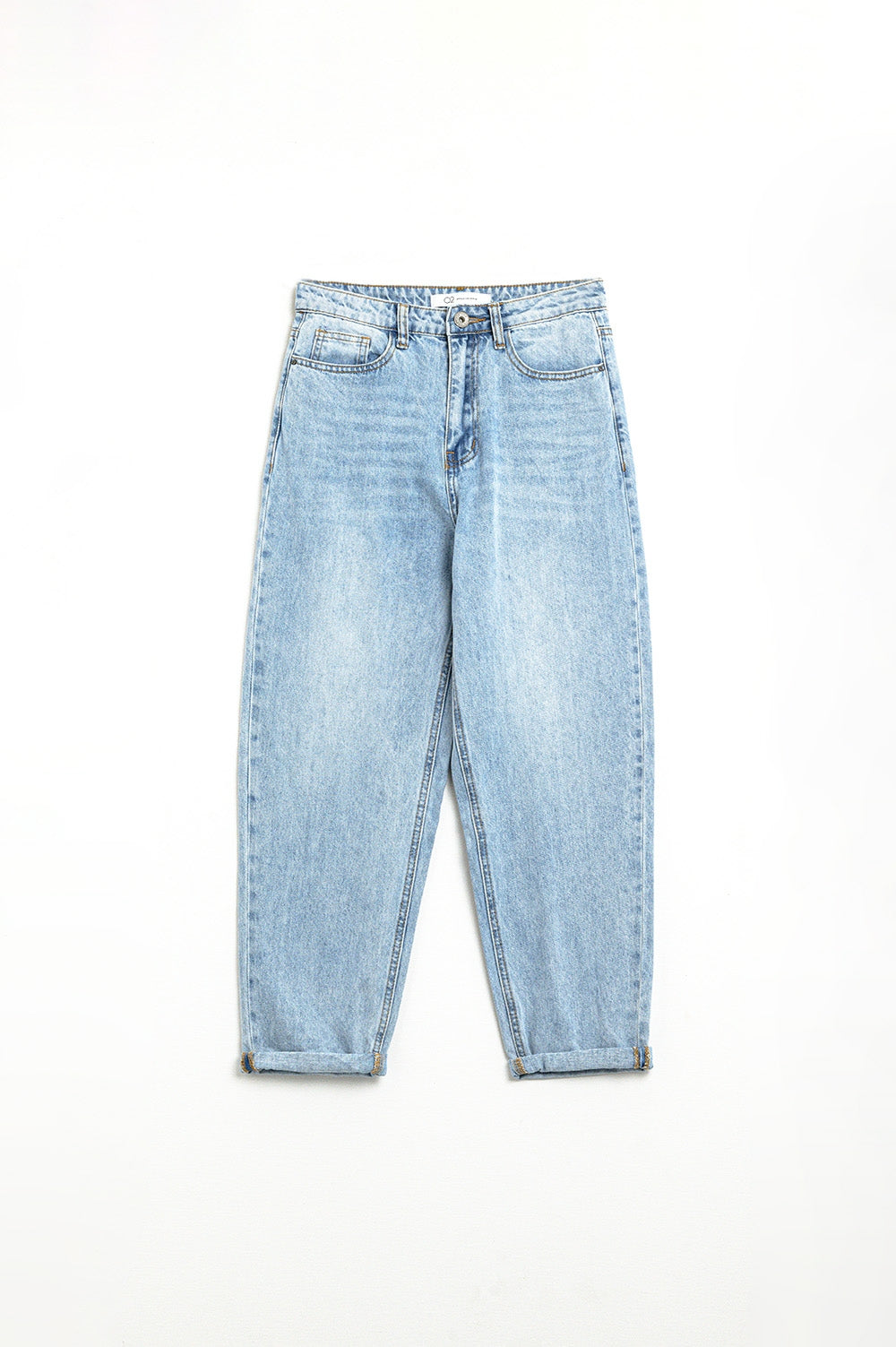 High waist straight leg jeans in light wash