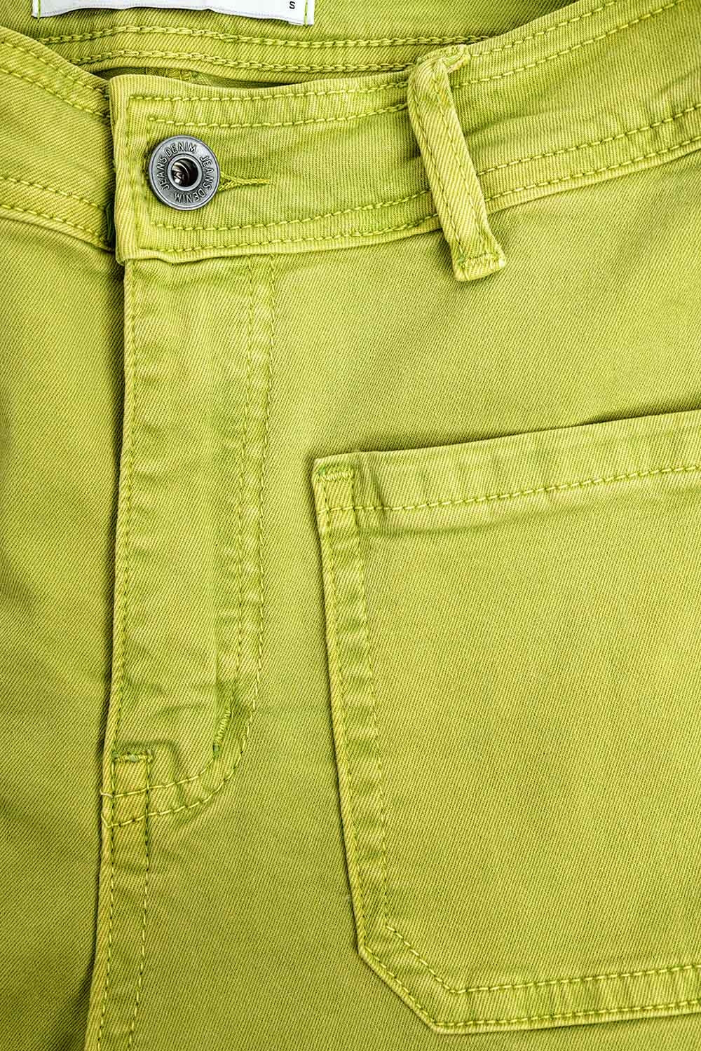 Lime Green Straight Leg Jeans With Front Pockets