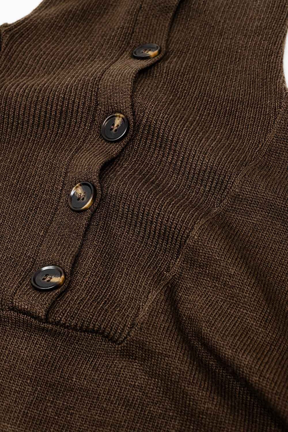 Brown loose sweater with button closure