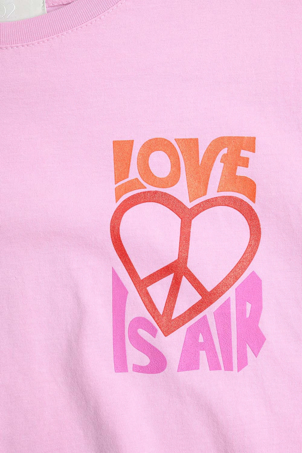Pink T-Shirt with Love is Air and Heart with Peace logo