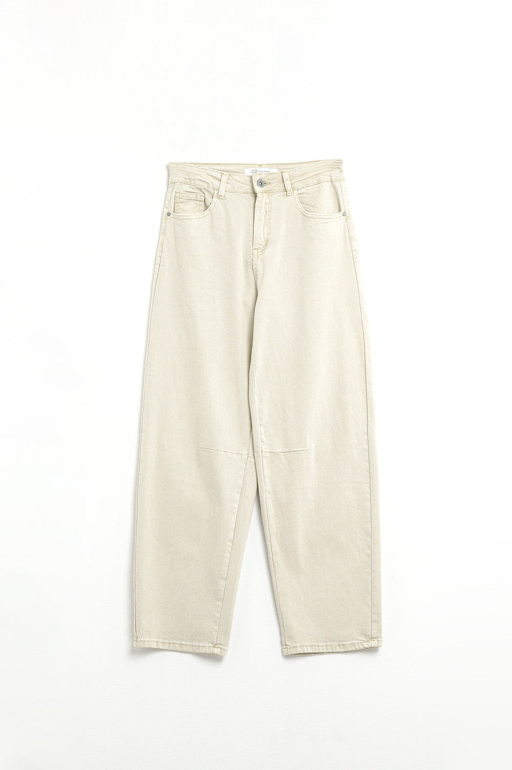 comfortable stretch jeans with barrel leg in beige