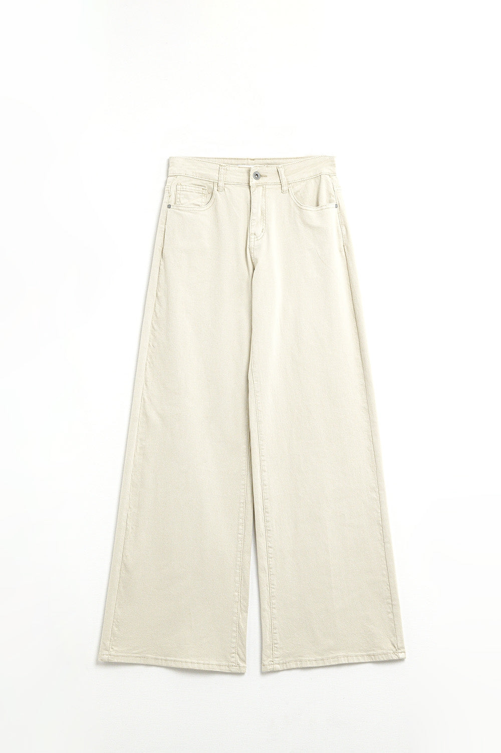 Beige Straight Pants wide leg