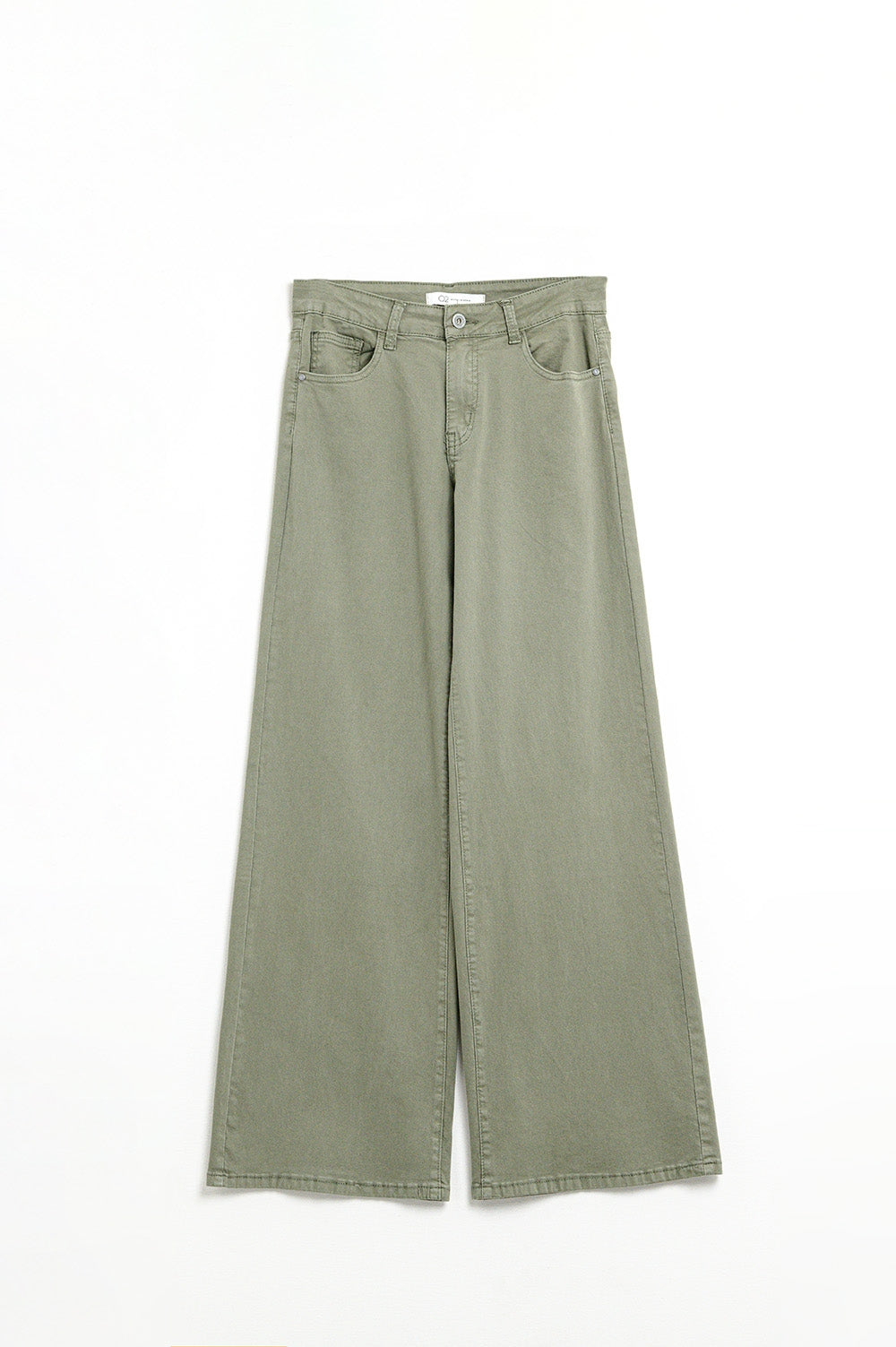Green Straight Pants wide leg