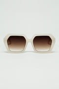 Rectangular sunglasses in white translucent color