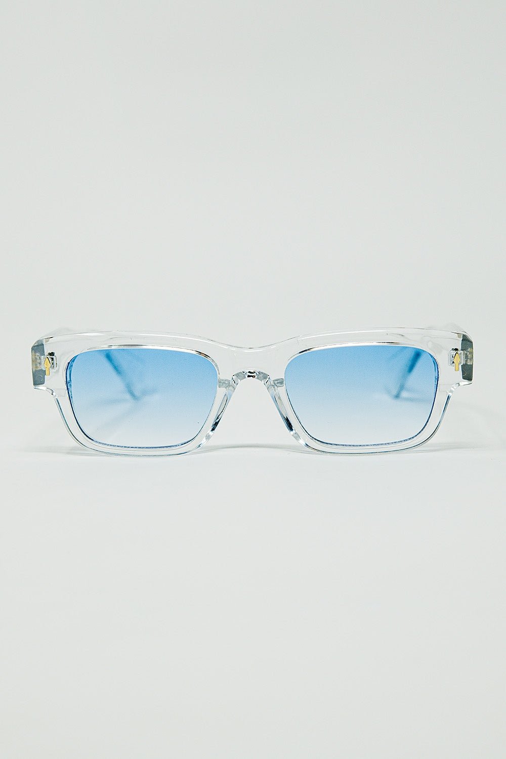 Translucent White Sunglasses with Oval Light Blue Lenses