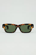 Amber Sunglasses with Dark Green Oval Lenses