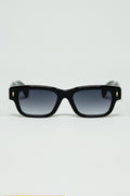 Black sunglasses with oval frame with gold detail
