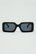Black square sunglasses with brown animal print on the side