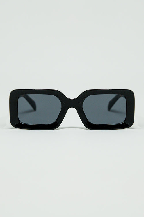 Black square sunglasses with brown animal print on the side — view 1 of 3