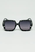 Squared Sunglasses In Black and White Grey Spot Details