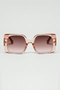 Pink square sunglasses with gold detail on the side