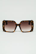 tiger print square sunglasses with gold detail on the side