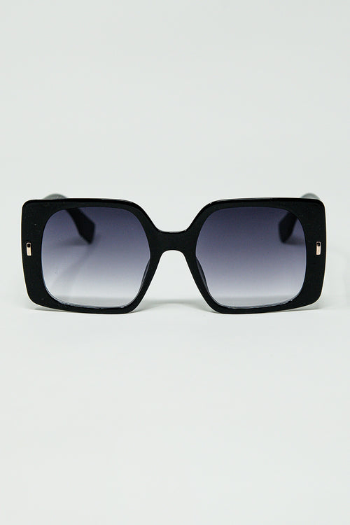 Black square sunglasses with gold detail on the side — view 1 of 3
