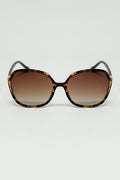 Round beige printed sunglasses with gold metal detail