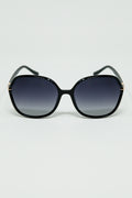 Round sunglasses in black with gold metal detail