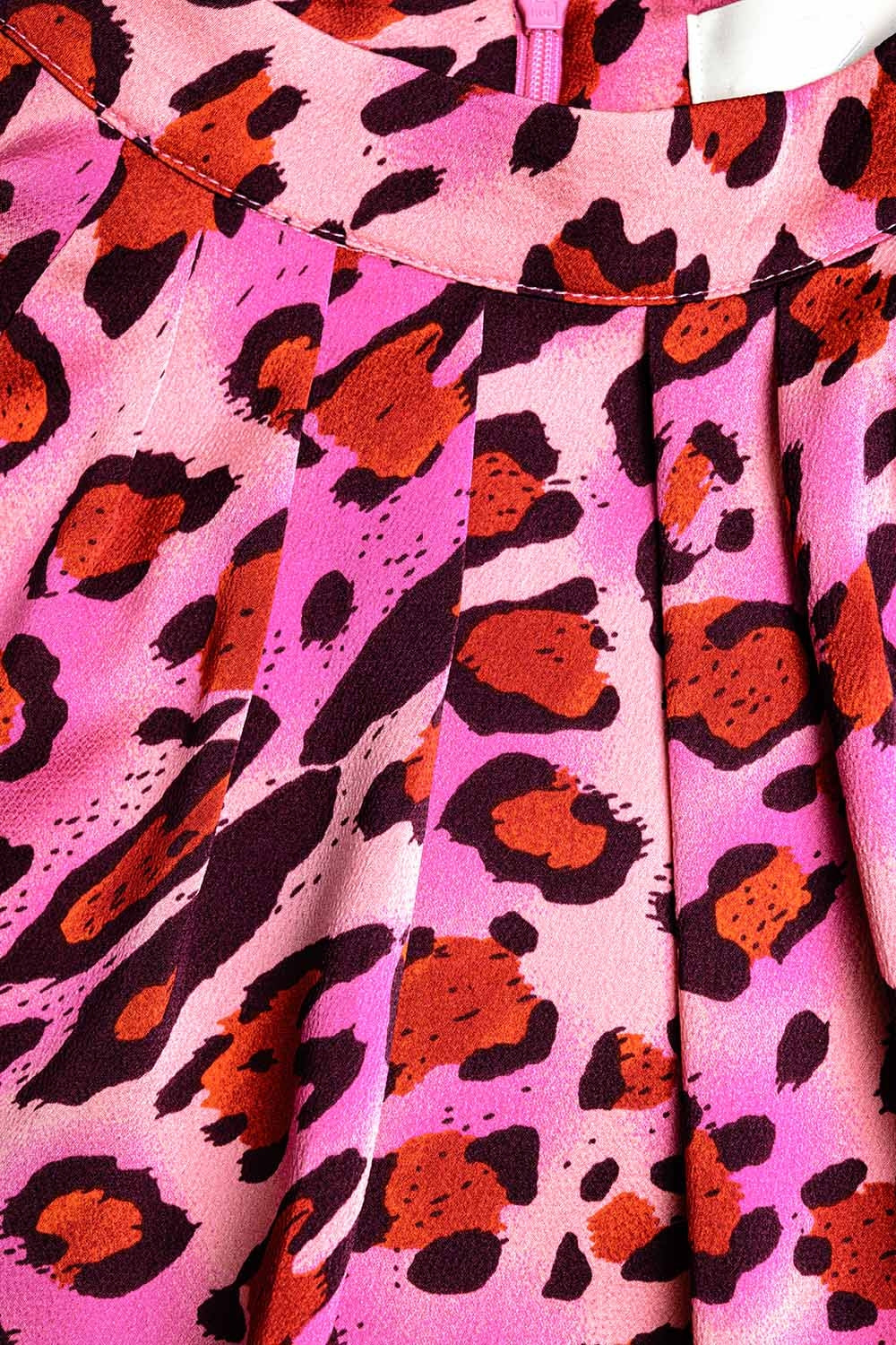 Long Sleeved Blouse In Trendy Fuchsia Leopard Print