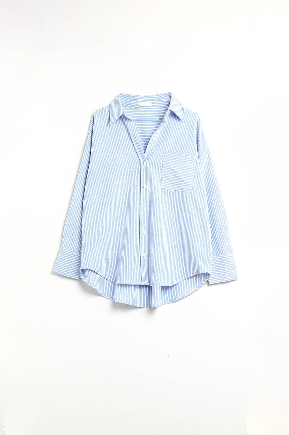 White Striped Buttoned Shirt In Blue