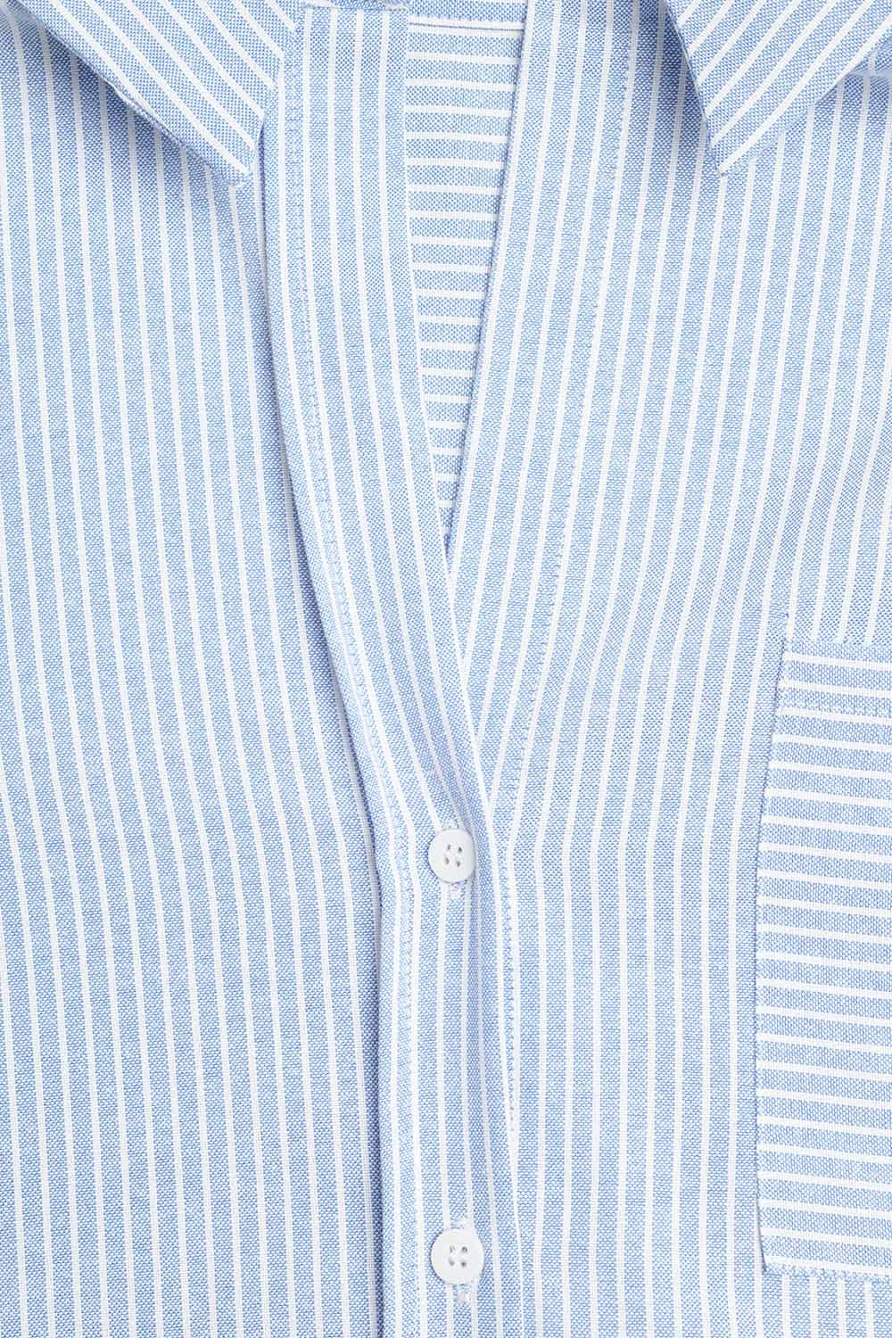 White Striped Buttoned Shirt In Blue