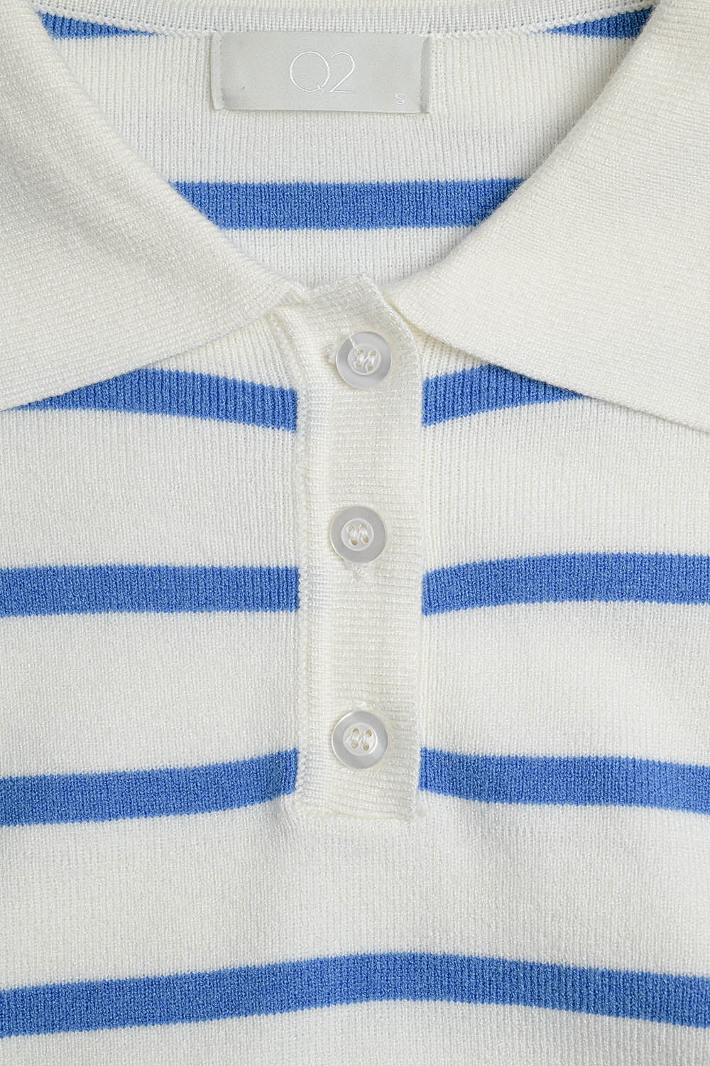 blue striped soft knit polo