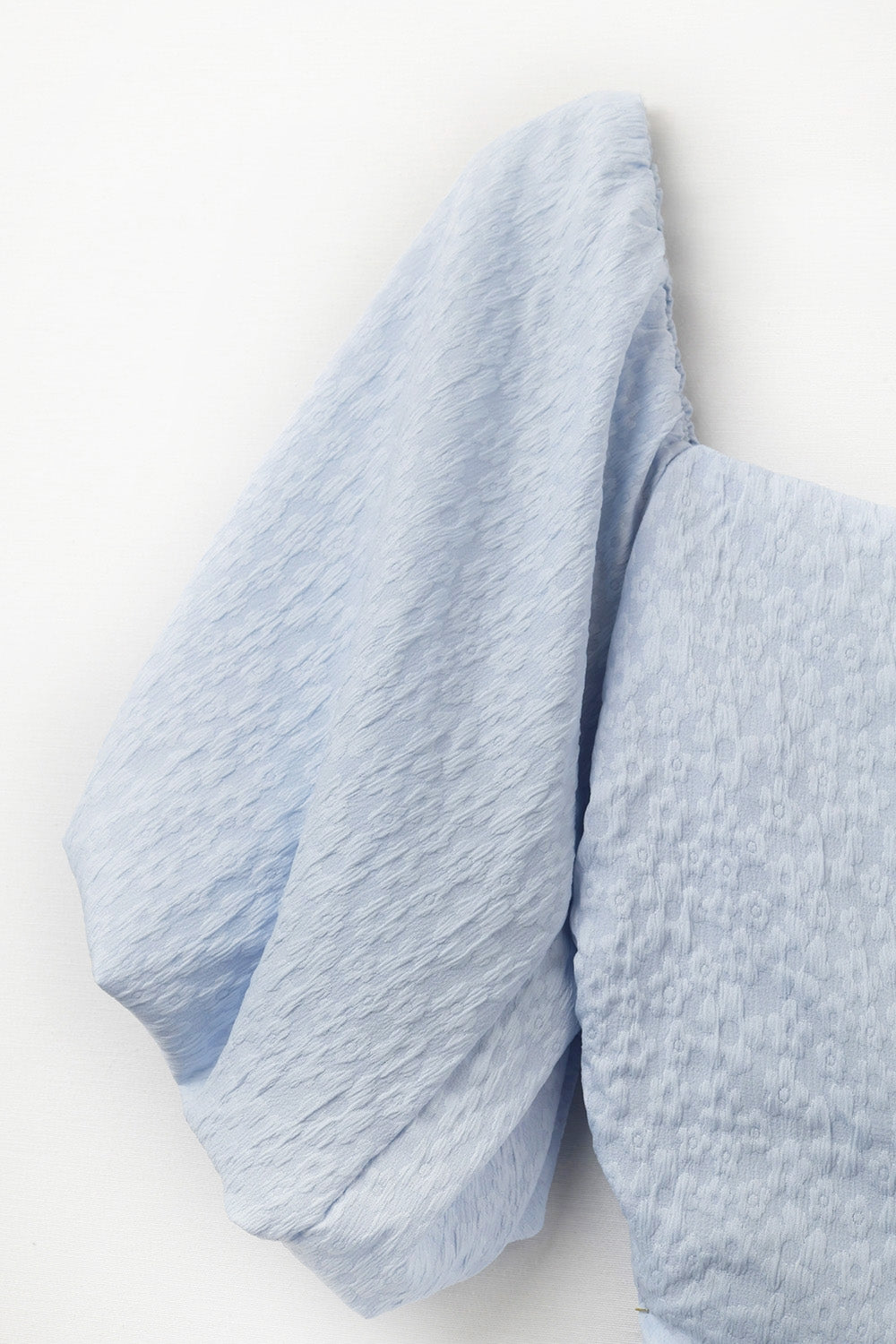 Puff Sleeve Textured Mini Dress in Light Blue