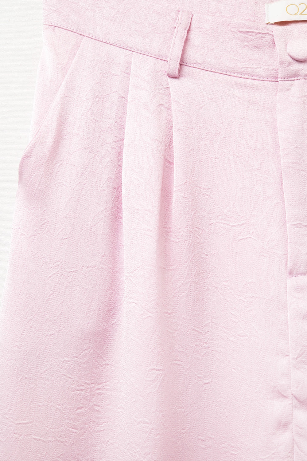 Tailored satin Pants With Wide Leg in Pink