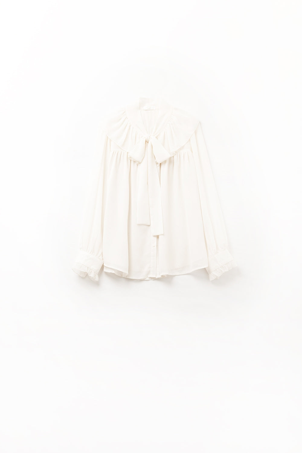 Beige chiffon shirt with bow detail
