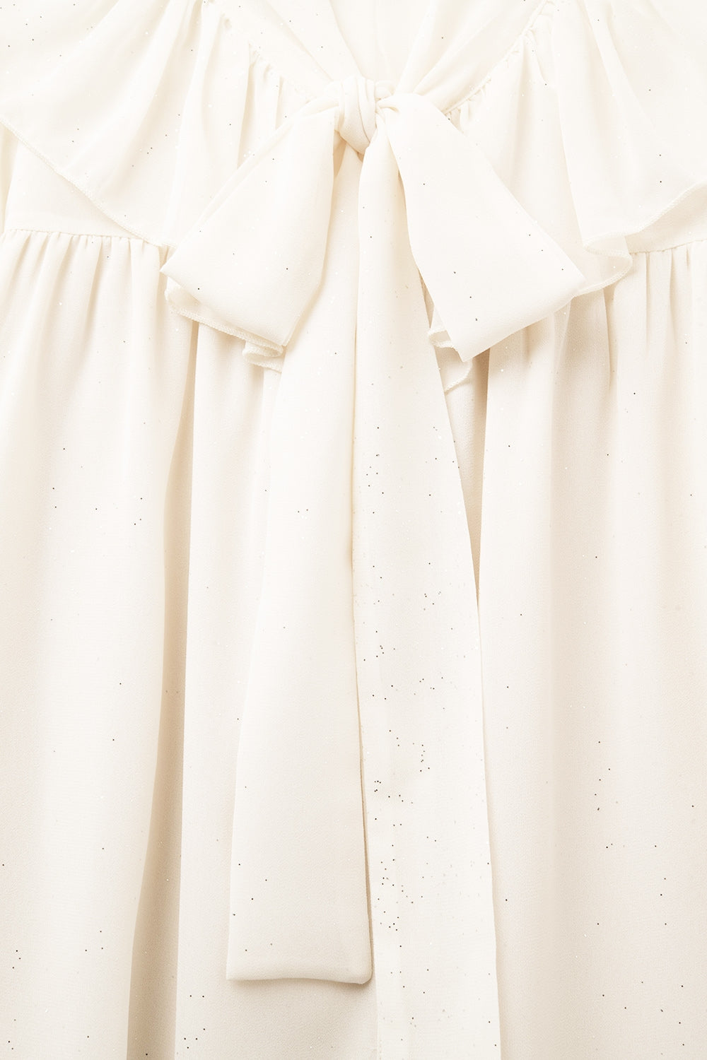 Beige chiffon shirt with bow detail