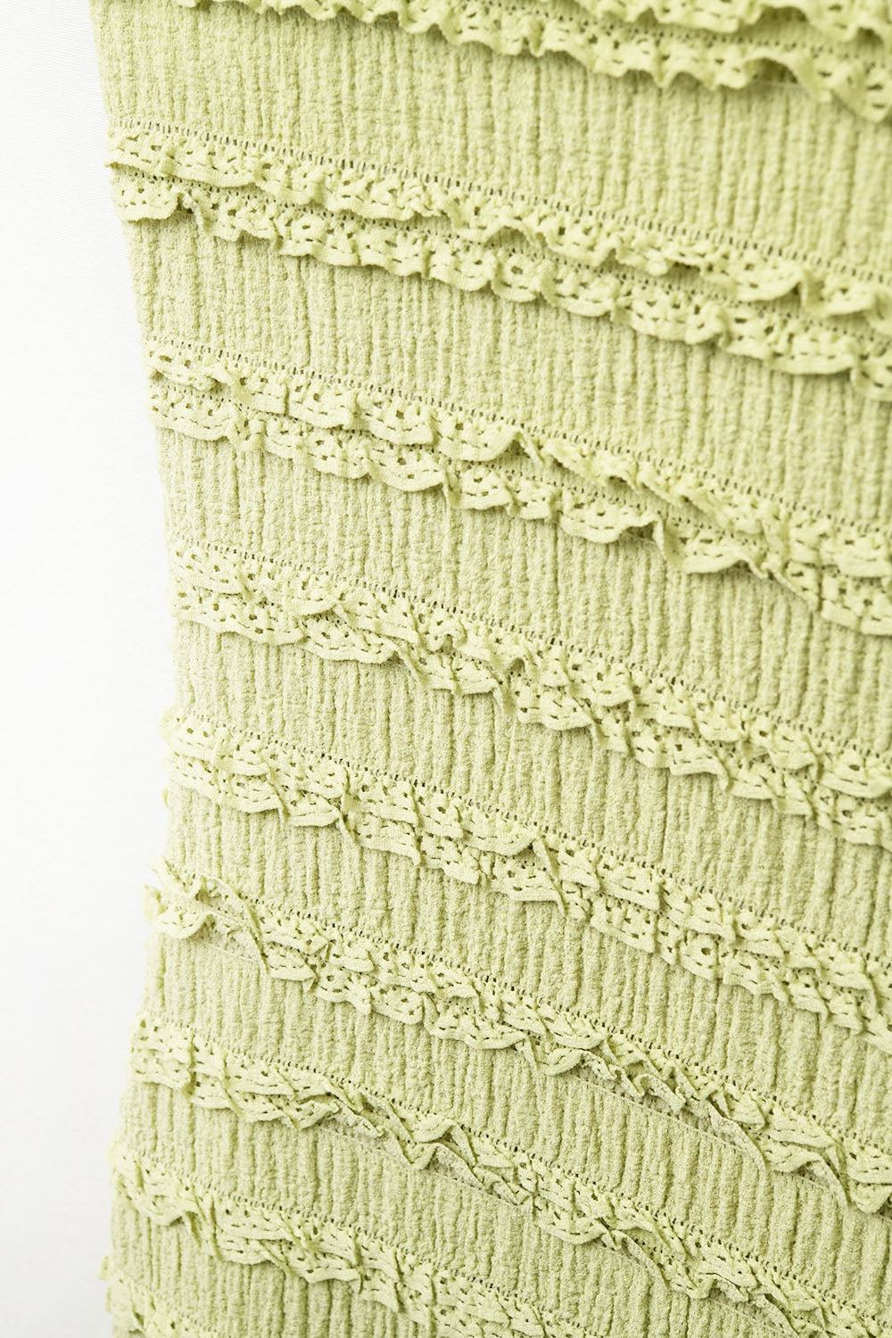 Ruffle Maxi Dress With Slit in Green color