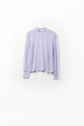 Lilac lace top with high neck and cuff detail