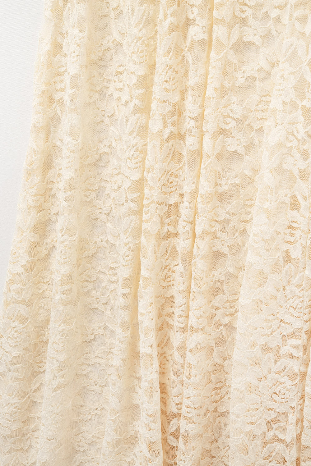 Beige Lace maxi Skirt With Floral design