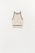 Sleeveless Sweater In Beige Featuring detail Black Lines
