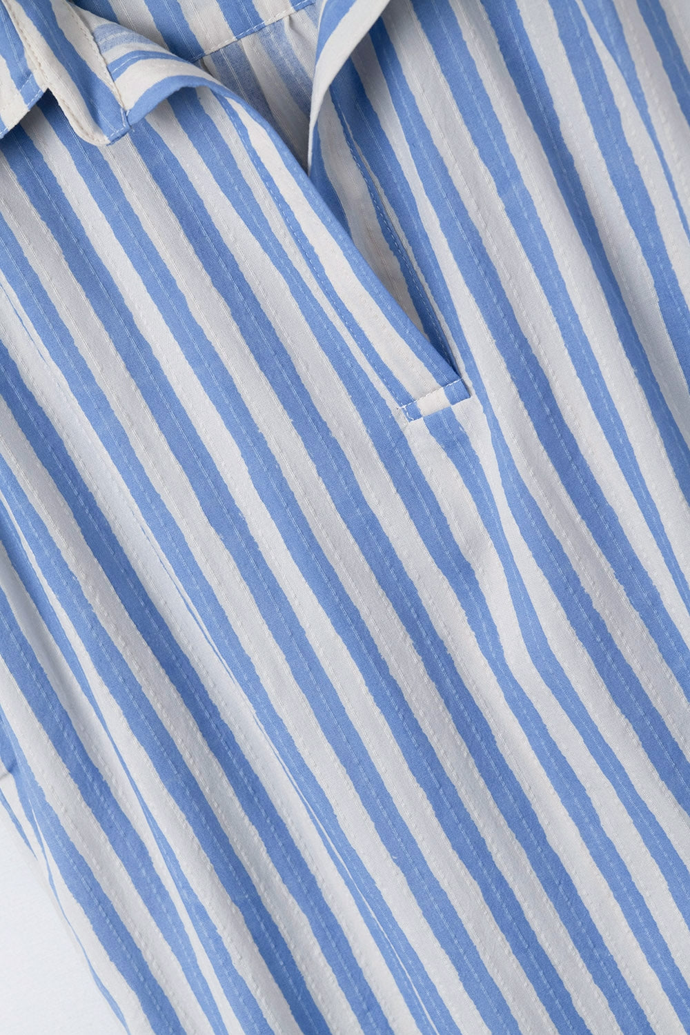 Striped dropped sleeves Blouse in Blue