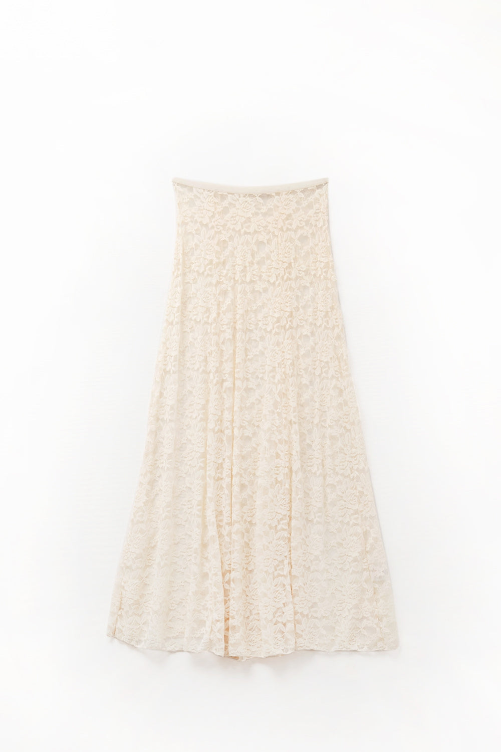 Beige Lace maxi Skirt With Floral design