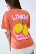 relaxed orange t-shirt with lemon print
