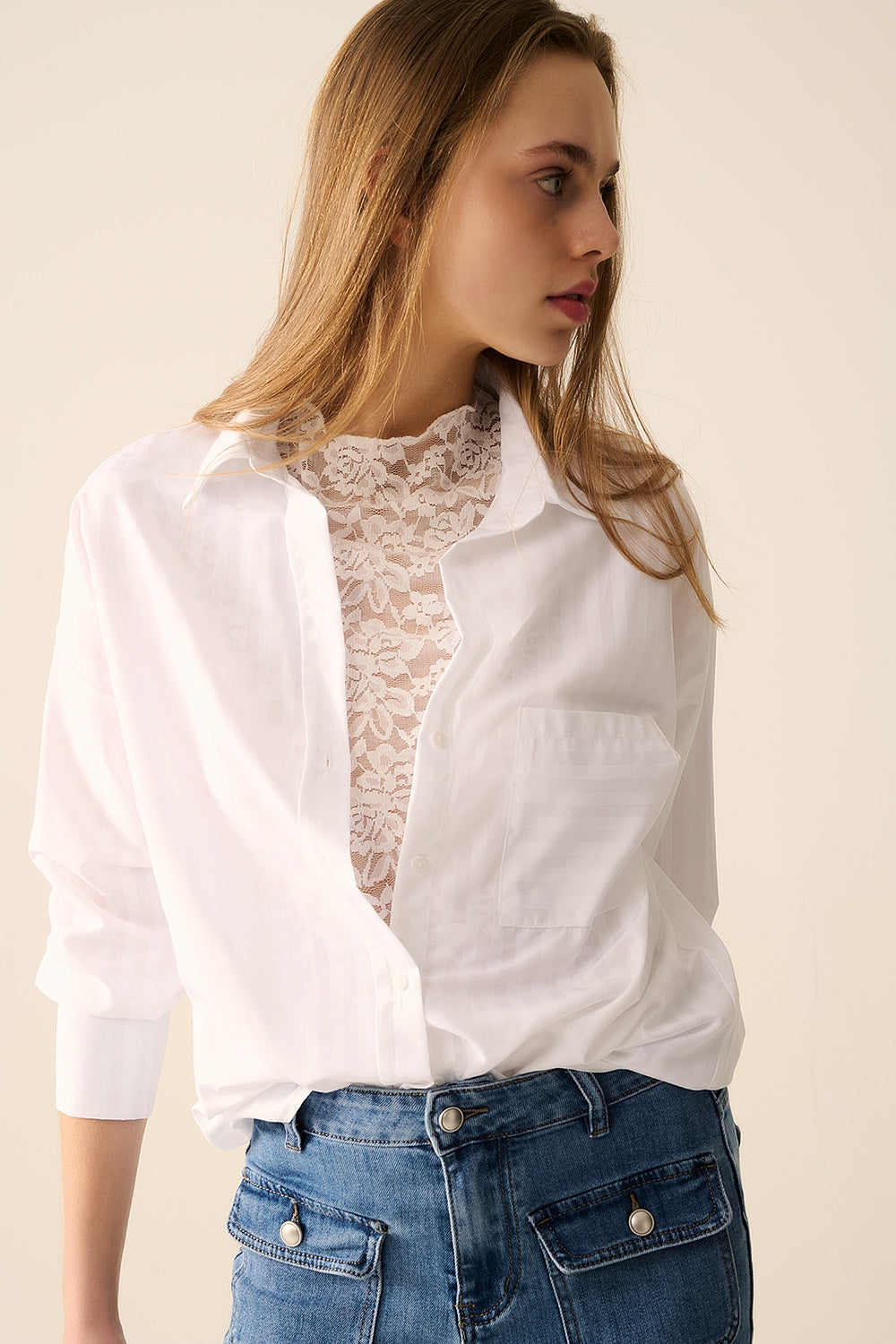 Relaxed White striped blouse