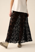 trendy black lace long skirt