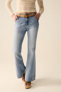 light wash flared jeans made of high-quality denim