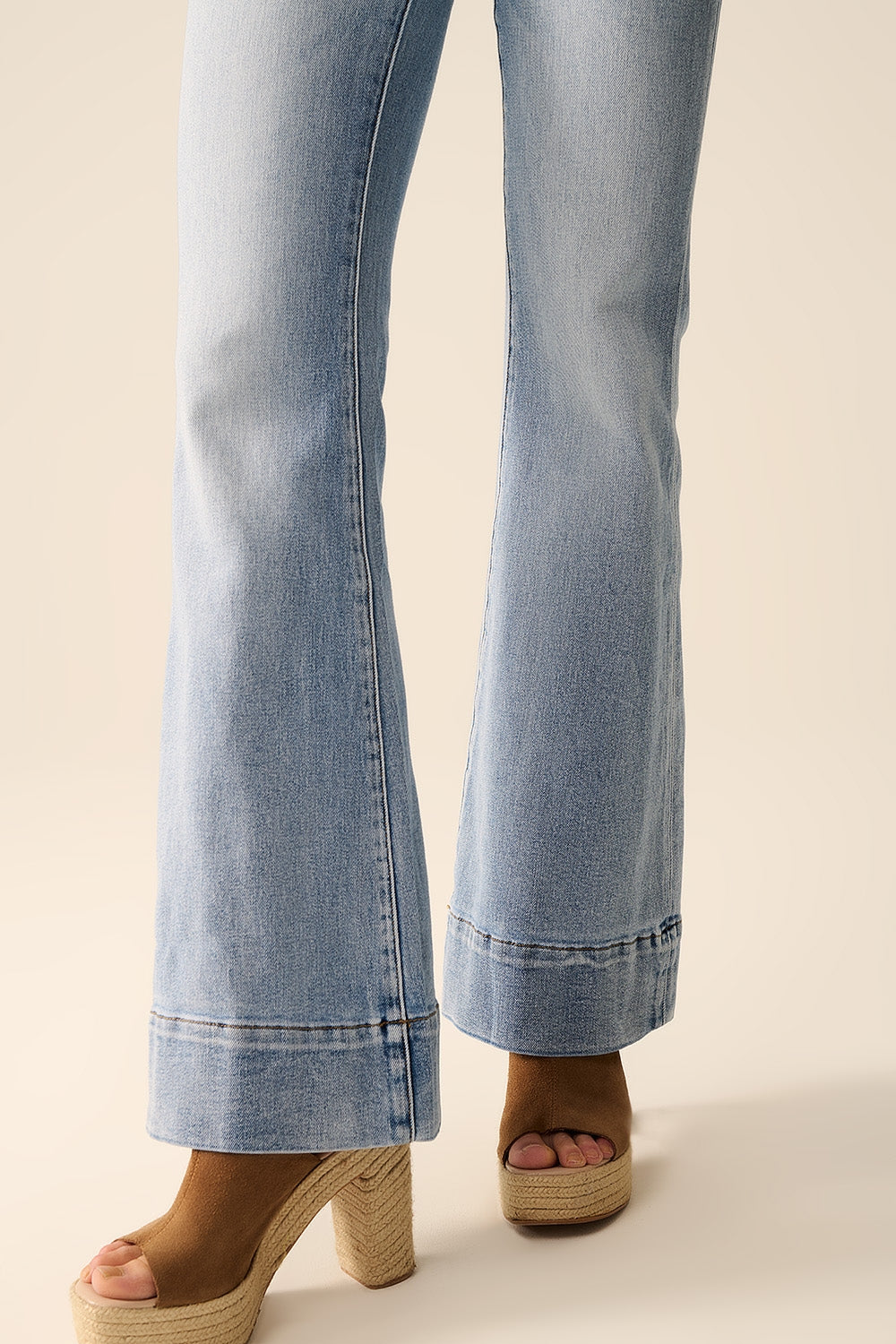 light wash flared jeans made of high-quality denim