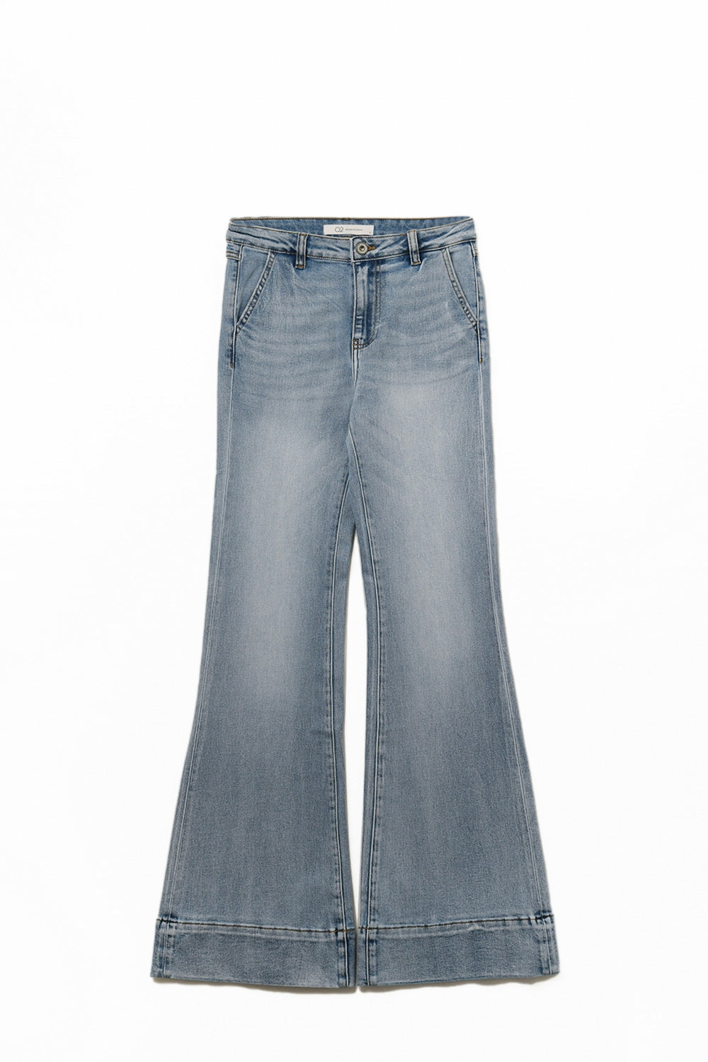 light wash flared jeans made of high-quality denim