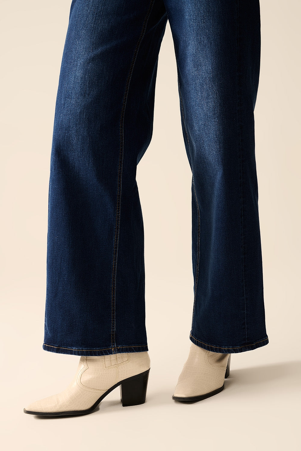 dark wash Wide Leg Stretch Denim Jeans