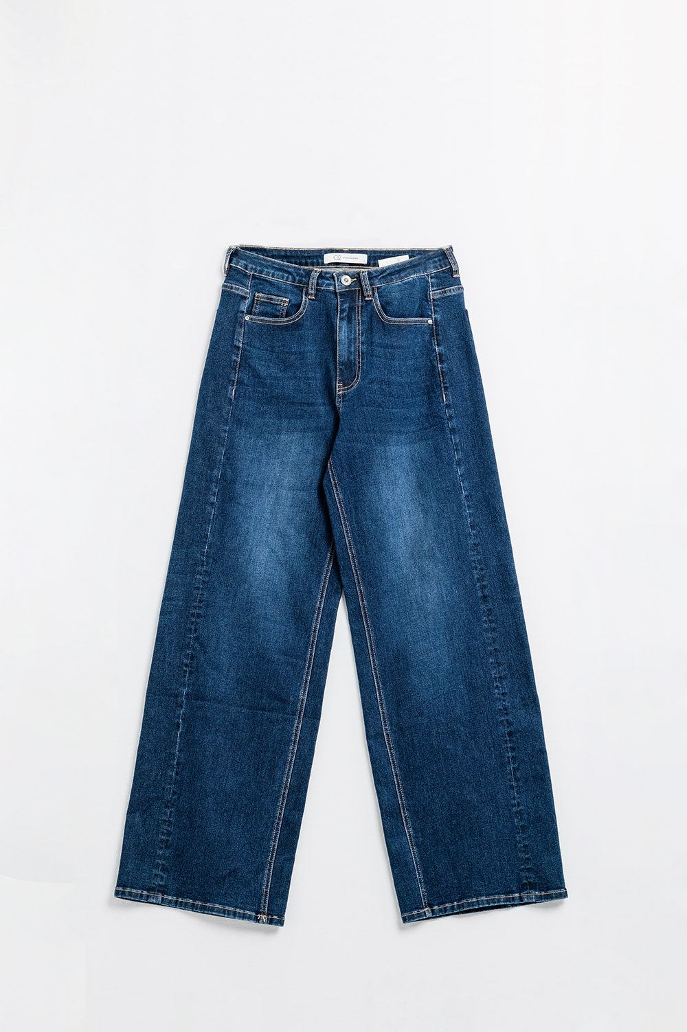 dark wash Wide Leg Stretch Denim Jeans
