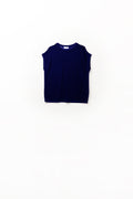 grid knit sweater in navy color