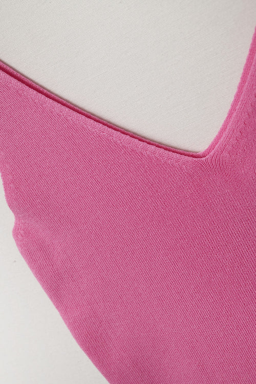Comfy Ribbed knitted Tank Top in Fuchsia