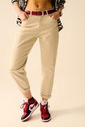 Super Comfy Stretch Straight Leg Pants In Beige