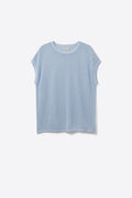 grid knit sweater in baby blue color