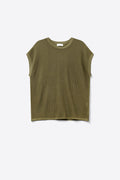 Mesh knit sweater in khaki color