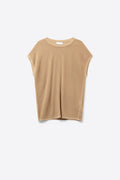 grid knit sweater in camel color