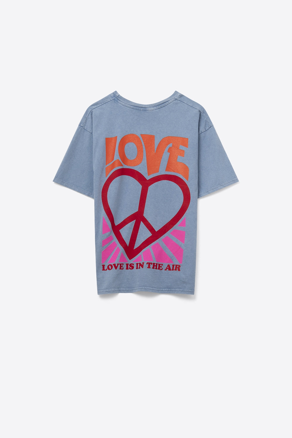 Blue T-Shirt made in italy with Love is Air and Heart with Peace logo