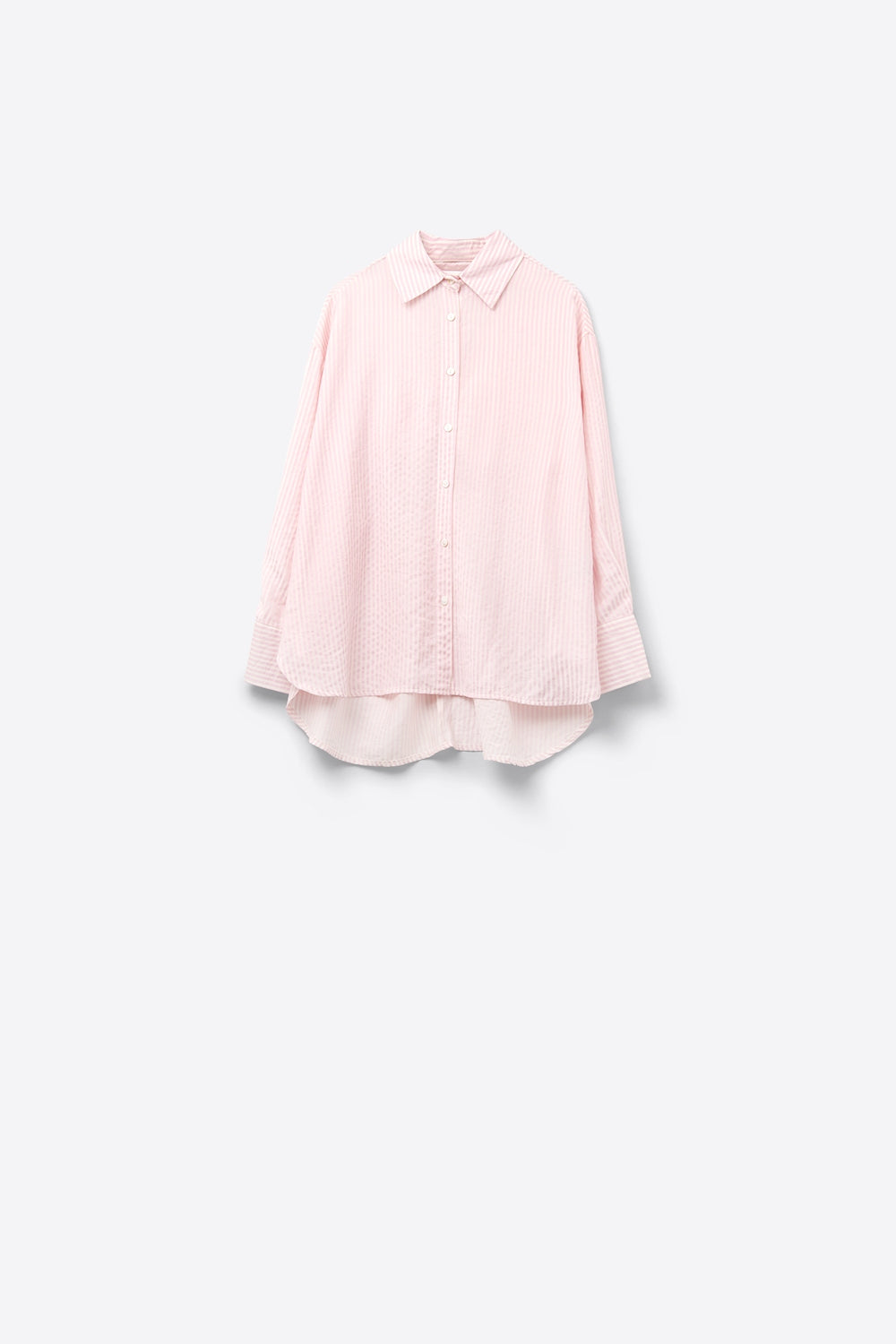 oversized baby pink shirt with bow in the back