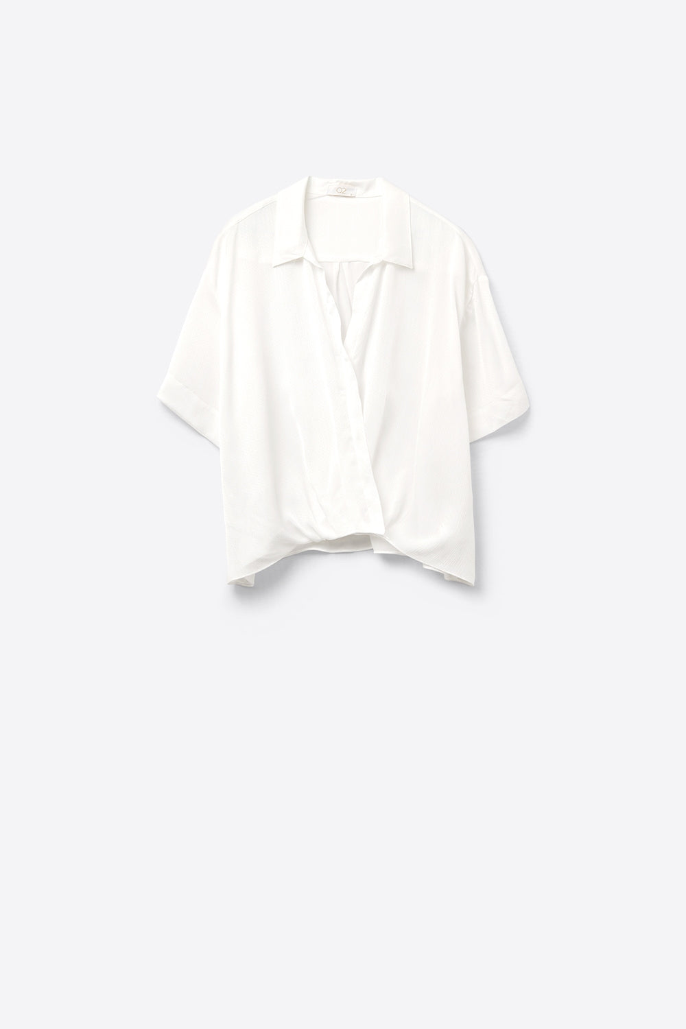 Draped Short Sleeve Blouse in White